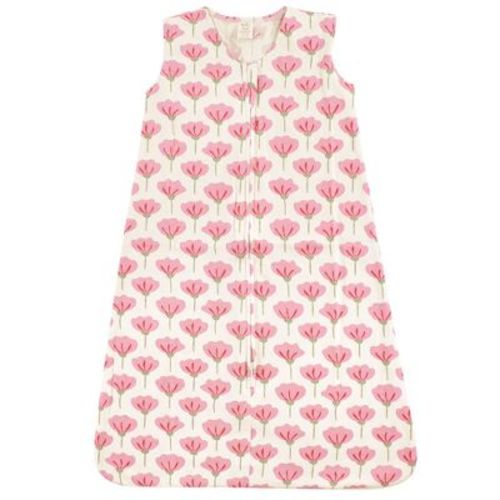 Touched by Nature Baby Girls Organic Cotton Sleeveless Wearable Sleeping Bag, Sack, Blanket, Tulip, 0-6 Months