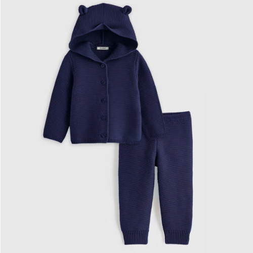 100% Organic Cotton Sweater Set in Navy