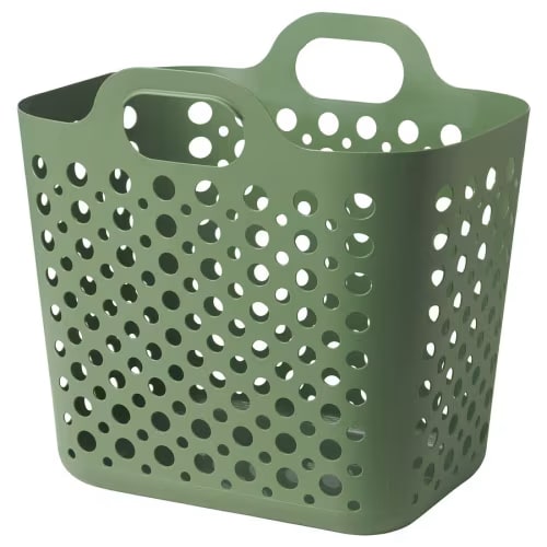 Flexible laundry basket, green, 6 gallon