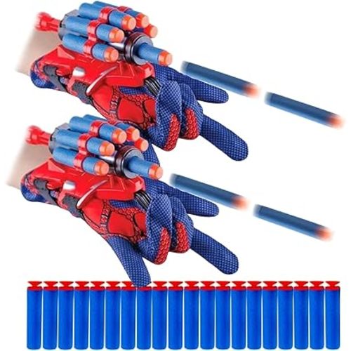 2 Sets Spider Web Shooters for Kids Classroom Prizes Cosplay Launcher Gloves with Wrist Toy Set Hero Webs Shooter for Kids