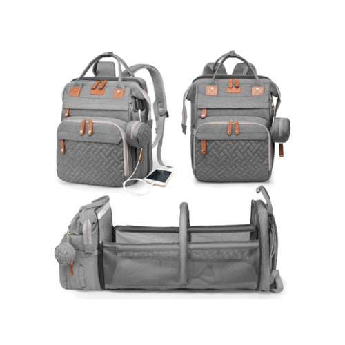 Baby Diaper Bags with Changing Station, Waterproof Diaper Bag Backpack for Moms Dads with USB Charging Port, Baby Shower Gifts, Large Capacity diaper backpack, Grey