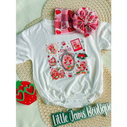 Strawberry Shortcake Romper/T-Shirt with Matching Bow