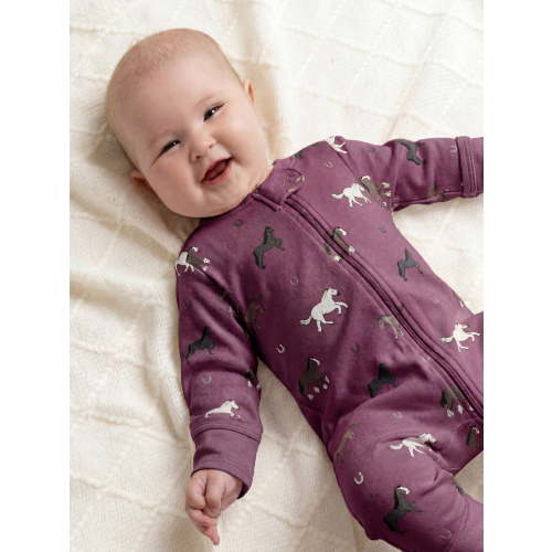 Monica + Andy Organic Cotton Gender Neutral Long Sleeve Baby One-Piece Pajama, Sizes Newborn - 24 Months