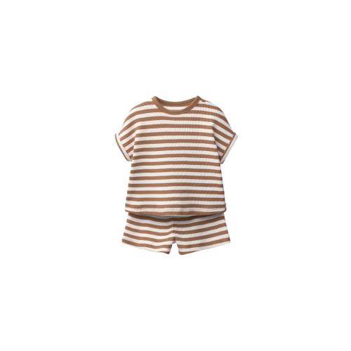 STRIPED WAFFLE SHIRT AND BERMUDA SET - Light brown | ZARA United States