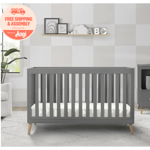Delta Children Essex 4-in-1 Convertible Baby Crib, Grey/Natural Legs