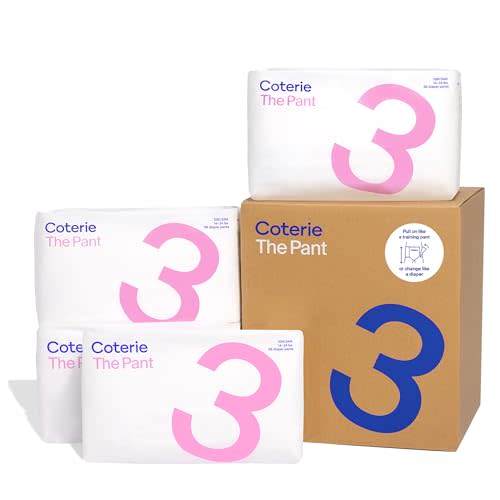Coterie The Pant, Size 3, Pull Up Style Diapers for Sensitive Skin, Hypoallergenic, Super Absorbent Overnight Leak Protection, 12/24 M (14-24 lbs) 144 Count