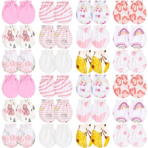 24 Pairs Newborn Baby Mittens No Scratch 0-6 Months
