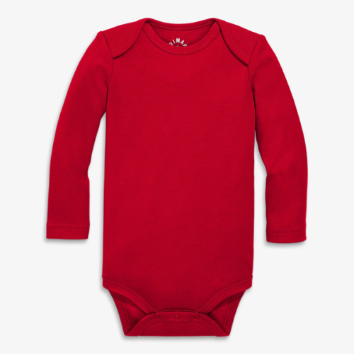 Organic long sleeve babysuit - cherry