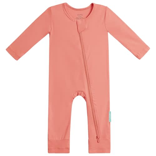 PurComfy Baby Long Sleeve Romper Jumpsuit, Premium Soft Rayon One Piece Pajamas Boy Girl 2-Way Zipper Coverall Sleeper