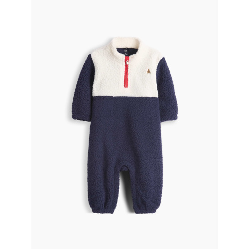 Baby Sherpa Colorblock Quarter-Zip One-Piece