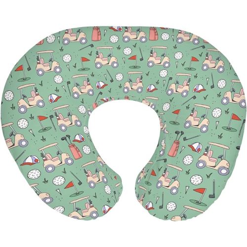 Golf Baby Nursing Pillow Covers for Boy Girl Sports Golfing Nursery Feeding Pillowcase for Breastfeeding Pillows Golf Clubs Bag Balls Soft Stretchy Removable Slipcover for Newborn Infant Green