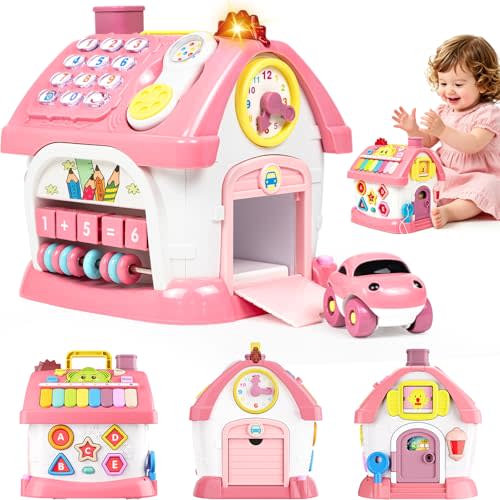 Marstone Toys for 1-2 Year Old Girls, Pink 8-in-1 Musical Learning House | One year old girl birthday gifts for toddler toys, combines learning & play to hold little ones’ focus and keep them occupied