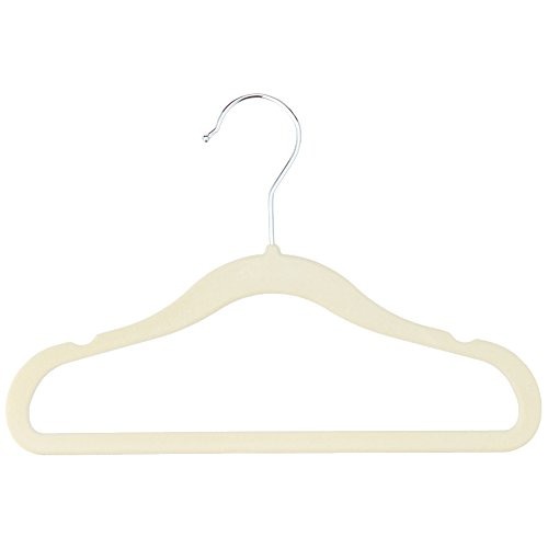 Amazon Basics Kids Velvet, Non-Slip Clothes Hangers, Pack of 30, Baby Size 11.6 inches, Beige