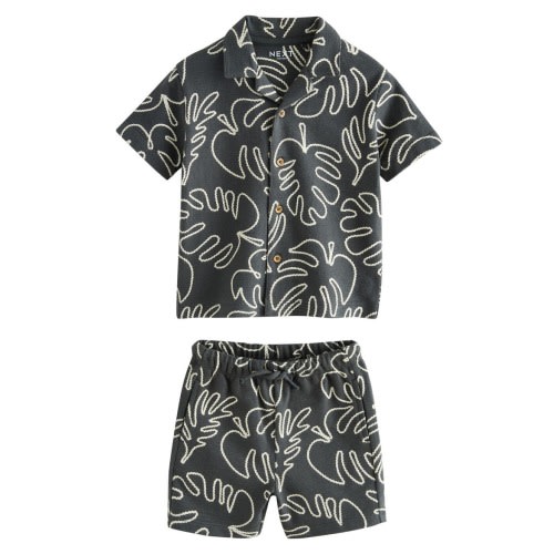Kids' Palm Leaf Button-Up Shirt & Shorts Set