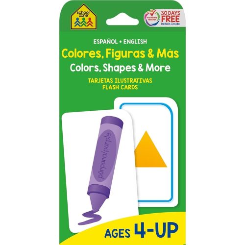 School Zone Spanish Colors, Shapes & More Flash Cards: 56 Cards, Preschool, Kindergarten, Colores, Figuras & Mas Tarjetas Ilustrativas, Numbers, ... (Spanish/English Edition) (Spanish Edition) Cards – April 23, 2019