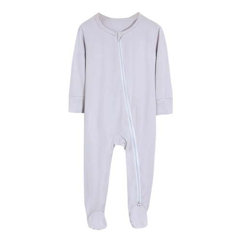 JMKQLZ Soft Baby Bamboo Viscose Footie Pajamas, Zipper Closure, Infant Solid Color Crawling Suit Long Jumpsuit Newborn Rompers, 0-24 Months
