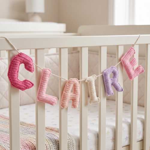 Custom Crochet Baby Name Banner, Personalized Nursery Garland, Handmade Yarn Letter Sign, Baby Shower Gift, Newborn Gift, Crib Decor