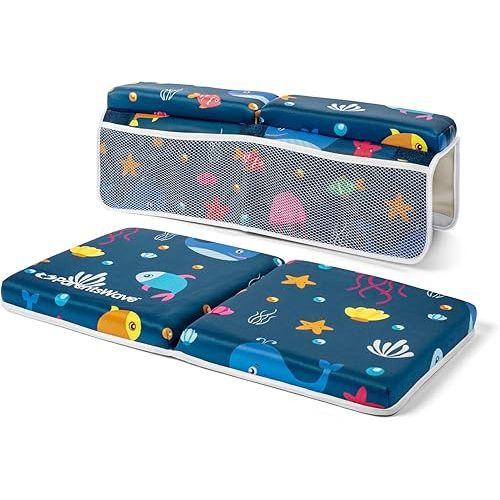 Bath Kneeler and Elbow Rest - Pad Set by ParentsWave Thick Padded Kneeling Mat for Baby Tub Bathing - Bathtub Waterproof Cushion for Infant Bathtime - Washable Foam Pillow for Knee and Arms Protection