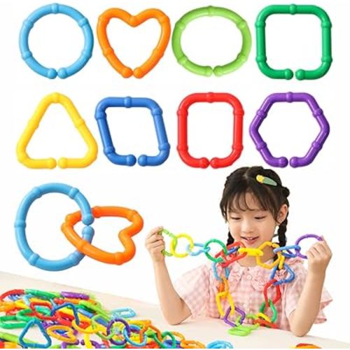 50PCS Baby Rings Toy Links Plastic Babies Teething Ring Attach Baby Toys to Strollers or Carrier Seat or Baby Bouncers for Infants