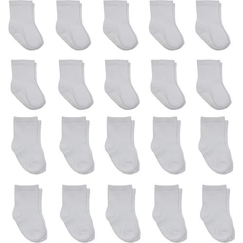 Little Me 20-Pack Newborn Baby Infant & Toddler Unisex Socks, 0-12/12-24 Months, Assorted Size Pack, White