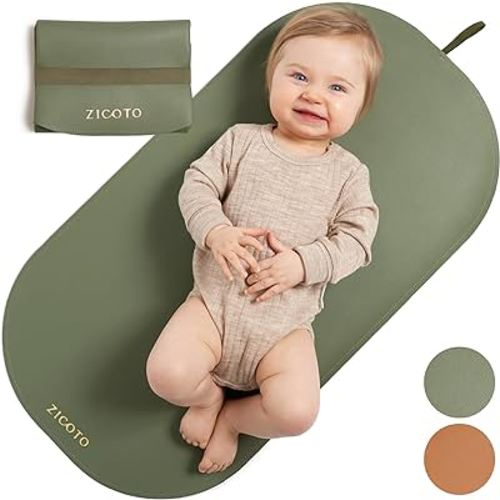 Portable Baby Diaper Changing Mat - Soft and Easy to Wipe Vegan Leather Changing Pad for Travel or at Home Use - Lightweight and Foldable Mat That Perfectly Fits Into Any Diaper Bag