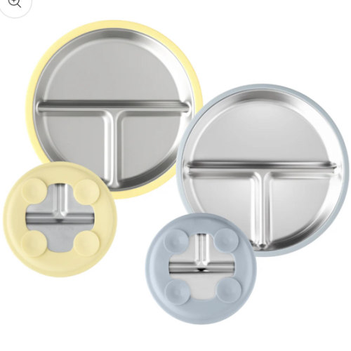 Stainless Steel Plate Set of 2 (Butter Yellow & Baby Blue)