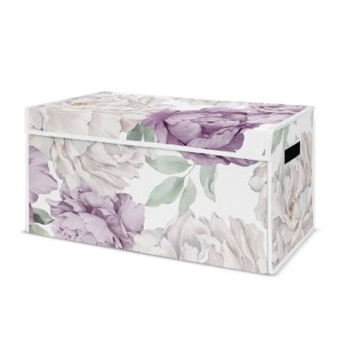 Sweet Jojo Designs Girl Fabric Storage Toy Bin Peony Floral Garden Lavender Purple and Ivory