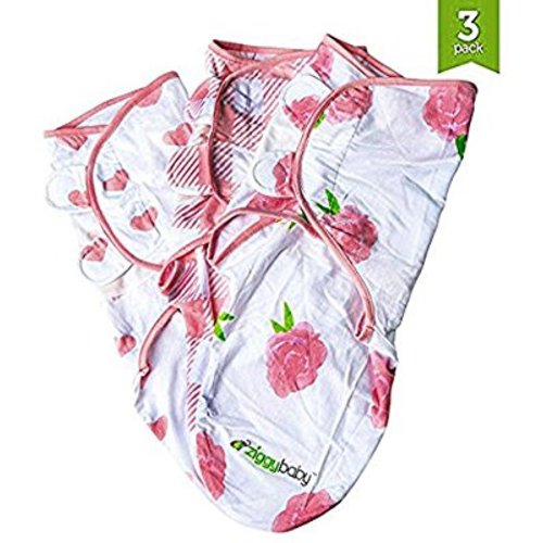 Baby Swaddle Blanket Wrap Set (3 Pack) Pink Peony, Pink Heart, Pink Buffalo Plaid