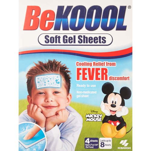 BeKoool Cooling Gel Sheets for Kids, Fever Discomfort Relief, 6 Count