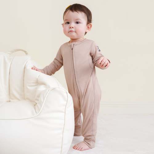 ClimaCuddle® Zipped Baby Romper - Merino Wool & Rayon From Bamboo - Dusty Pink