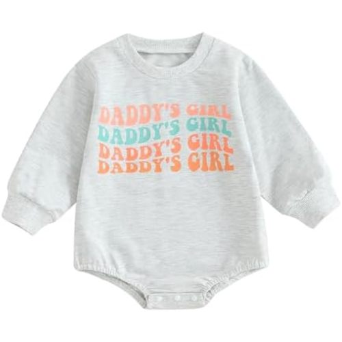 Sejardin Newborn Baby Girl Romper Daddys Girl Clothes Long Sleeve Round Neck Romper Toddler Girl Outfit