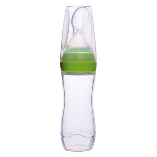 Silicone Baby Food Dispensing Spoon Feeder 4oz - Infant Squeeze Cereal Feeder, Baby Fresh Food Feeder, Feed Bottle for Puree, Solid Baby Food, BPA Free, 4m+ Babies – Grey