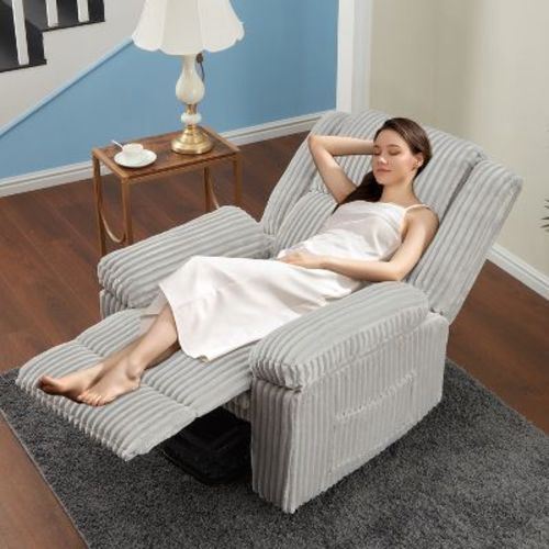 Oversized 360° Swivel Rocker Recliner Chair, Weight Capacity 3400LBS Extra Wide Manual Recliners, Soft Corduroy Fabric Single Lazy Sofa Chair