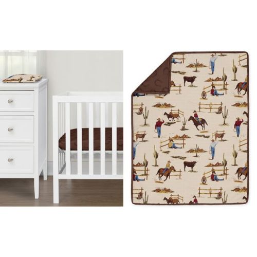 Sweet Jojo Designs Boy Baby Mini Crib Bedding Set - Wild West Cowboy Multicolor 3pc