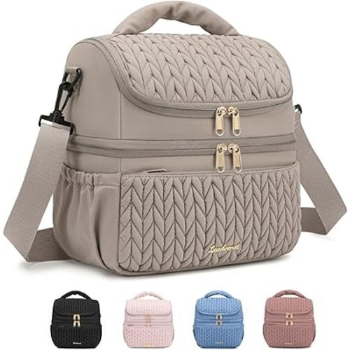 Breastmilk Cooler Bag - Large Capacity 12L & 10-Hour Insulated Bottle Cooler Bag with Detachable Divider for Tall Baby Bottles | Dual Deck Lunch Box for Women | Breast Pump Bags for Work