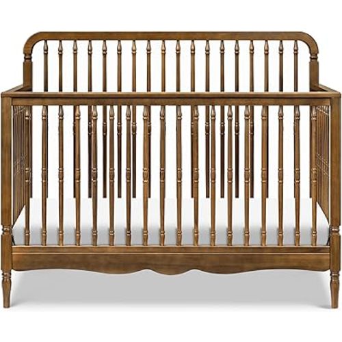 Namesake Liberty 4-in-1 Convertible Spindle Crib, Converts from Full-Size Crib to a Toddler Bed, Daybed, and Full-Size Bed, Easy to Assemble, Greenguard Gold Certified (Natural Walnut)