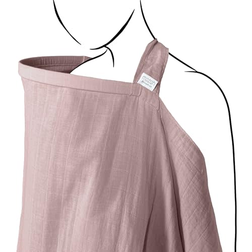 MOZAH 100% Organic Cotton Muslin Nursing Cover for Baby Breastfeeding, Breathable 100% Cotton Breastfeeding Cover with Rigid Hoop for Mother Nursing Apron, Multi-use Carseat Canopy (Pale Mauve)