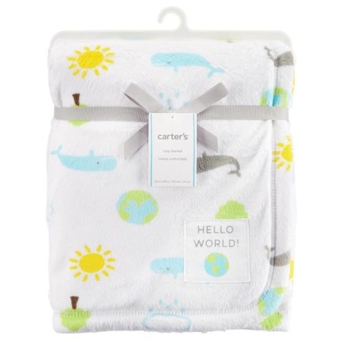 Carters Neutral Hello World Plush Blanket