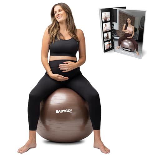 BABYGO Birthing Ball - Pregnancy Yoga Labor & Exercise Ball & Book Set Trimester Targeting, Maternity Physio, Birth & Recovery Plan Included Anti Burst Eco Friendly