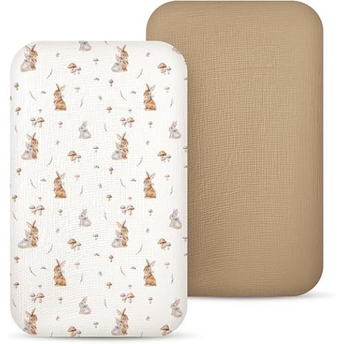 lulumoon Baby Bassinet Sheets Muslin: Cotton Bedside Bassinet Sheets Floral for Girls - Fitted for Bedside Sleeper Mattress