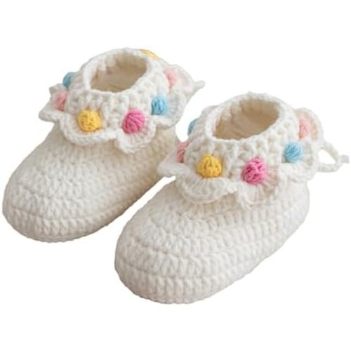 Baby Booties Handmade Crochet Soft Knit Cozy Shoes, Warm First Walkers for Newborn Infant Toddler Girls