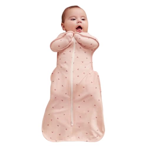 Love to Dream Swaddle Up Bamboo, Arms Up Position, Soft and Luxurious 100% Viscose from Bamboo - Wearable Blanket - 1.0 TOG - (20-24C) Ideal for Moderate Temps (Cherries Blush, Newborn, 2.23.8kg)