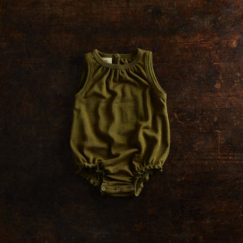 Baby Merino Wool Silk Romper in green - sizes 0 months-2 years – MamaOwl
