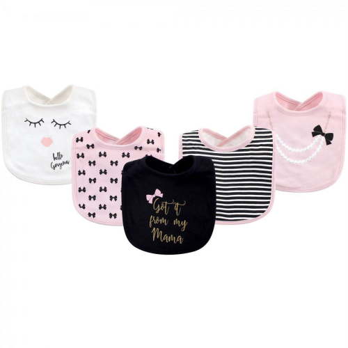 Little Treasure Baby Girl Cotton Bibs 5pk, Mama, One Size