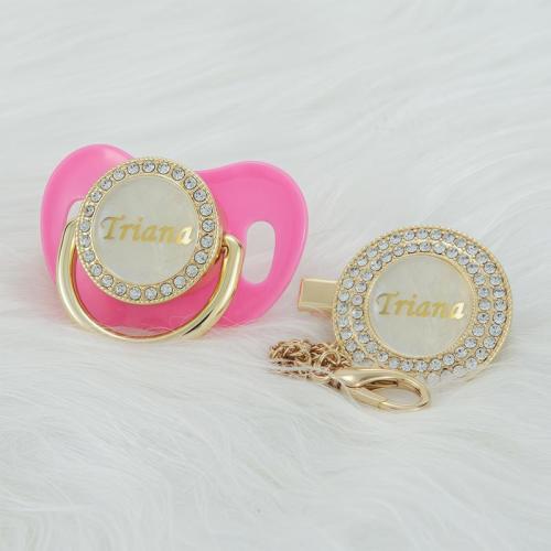 MIYOCAR Custom Gold Bling Diamond Baby Pacifier with Clip Se - TikTok Shop