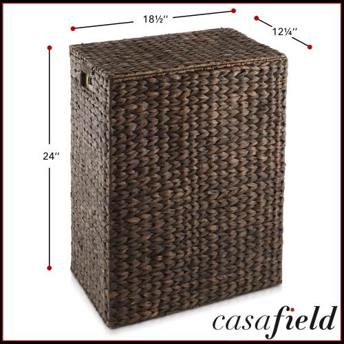 Large Laundry Hamper Basket w Lid and Liner Water Hyacinth