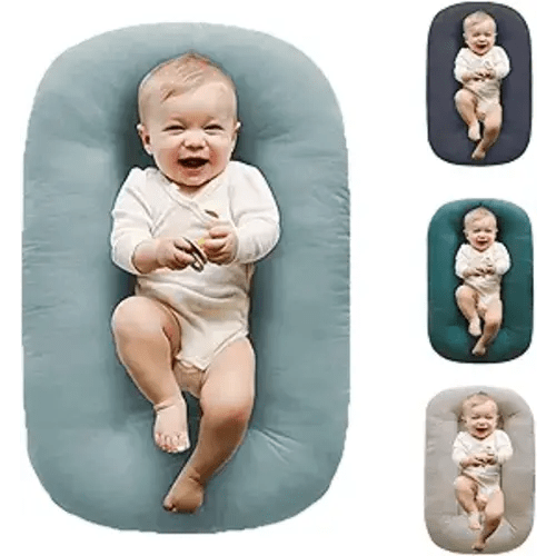 Baby Lounger for Newborn,Baby Nest for Newborn Soft Cotton Breathable for Playtime & Relaxation,Flat Babies Essentials Gifts Newborn Lounger for Boys & Girls 0-12 Months(Misty Blue)