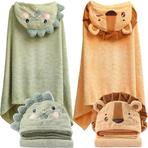 Toddler Towels with Hood for Boys Girls 0-6 Years 2-Pack Hooded Baby Bath Towels for Kids 27.5"X55" Ultra Absorbent Soft Thick Toddler Bath Towel Baby Beach Towel Bathrobe Toallas para Bebe