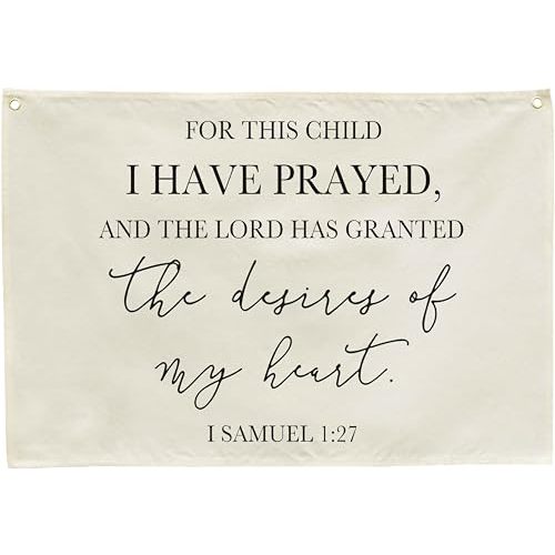 Nursery Wall Decor-Rectangle Banner Flag Poster Wall Decor Gifts for Nursery Baby Kids Girl Boy-Playroom Bedroom Baby Present Shower- Christmas Gift-for This Child I Have Prayed-28.5"L×20"W
