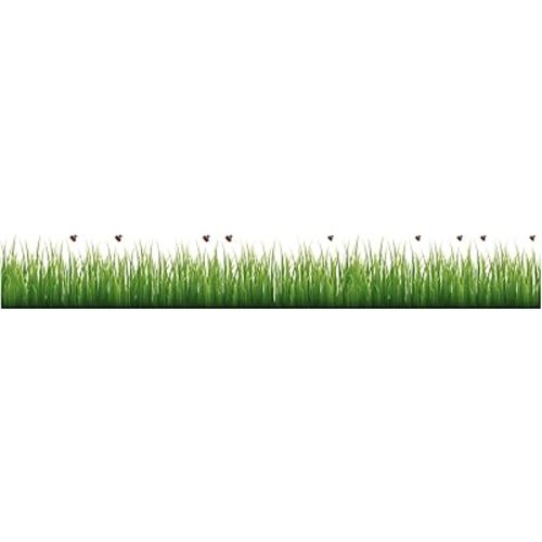 Crearreda CR-53004 Grass and Ladybugs Border Decal, Green